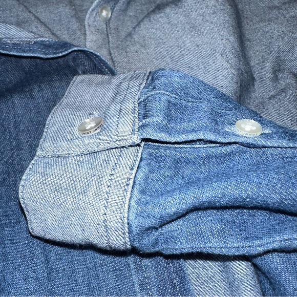 Saint James Split Denim Button Down Shirt Made In France Size 8 Collared Y2K - Picture 7 of 13